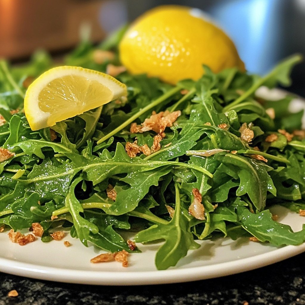 Lemon Arugula Salad with Crispy Shallots