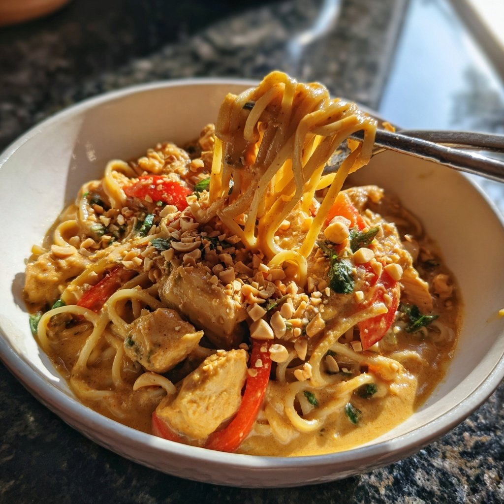 Thai Peanut Chicken Noodles Bowl