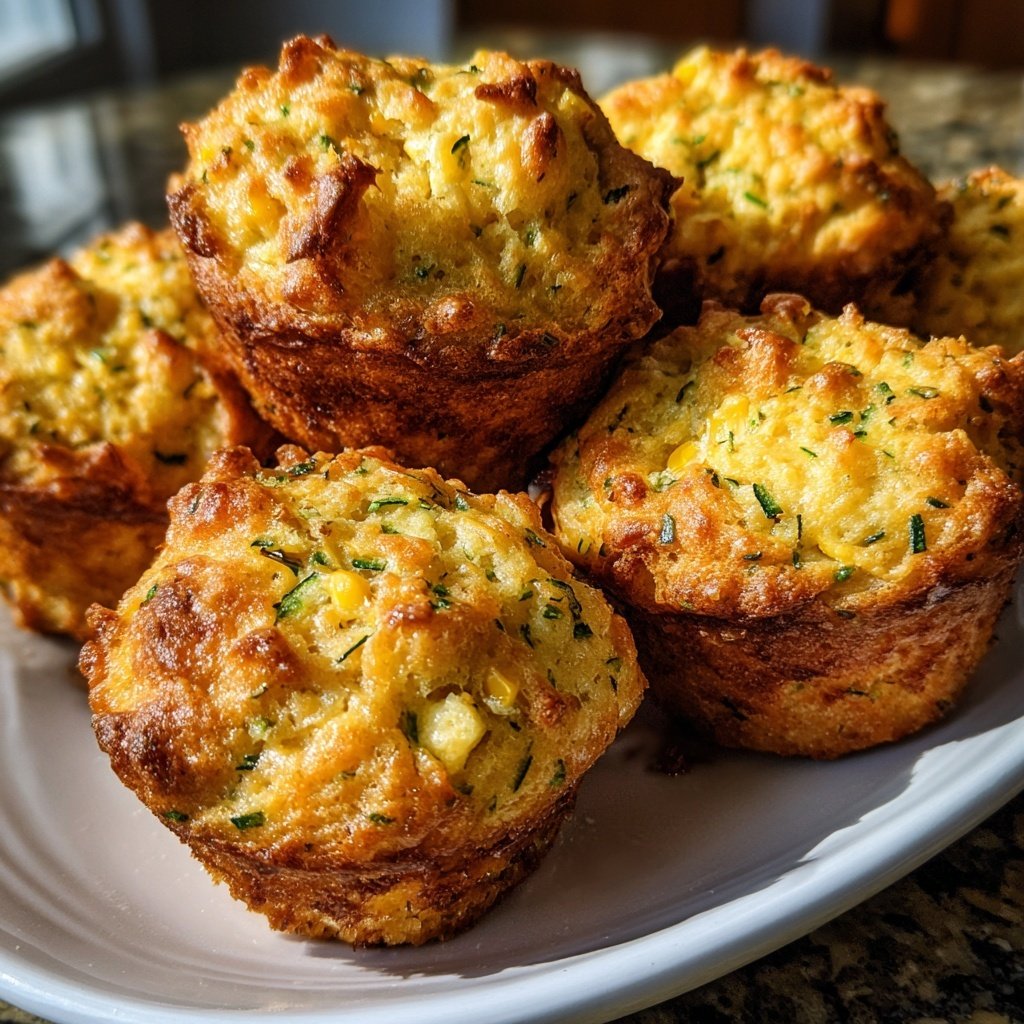 Cheesy Zucchini Cornbread Muffins