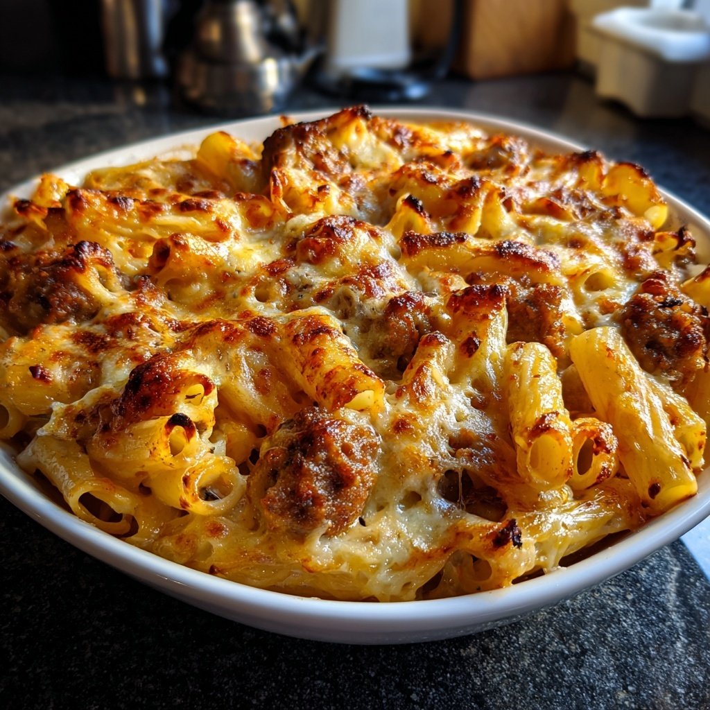 Spicy Sausage Rigatoni Bake