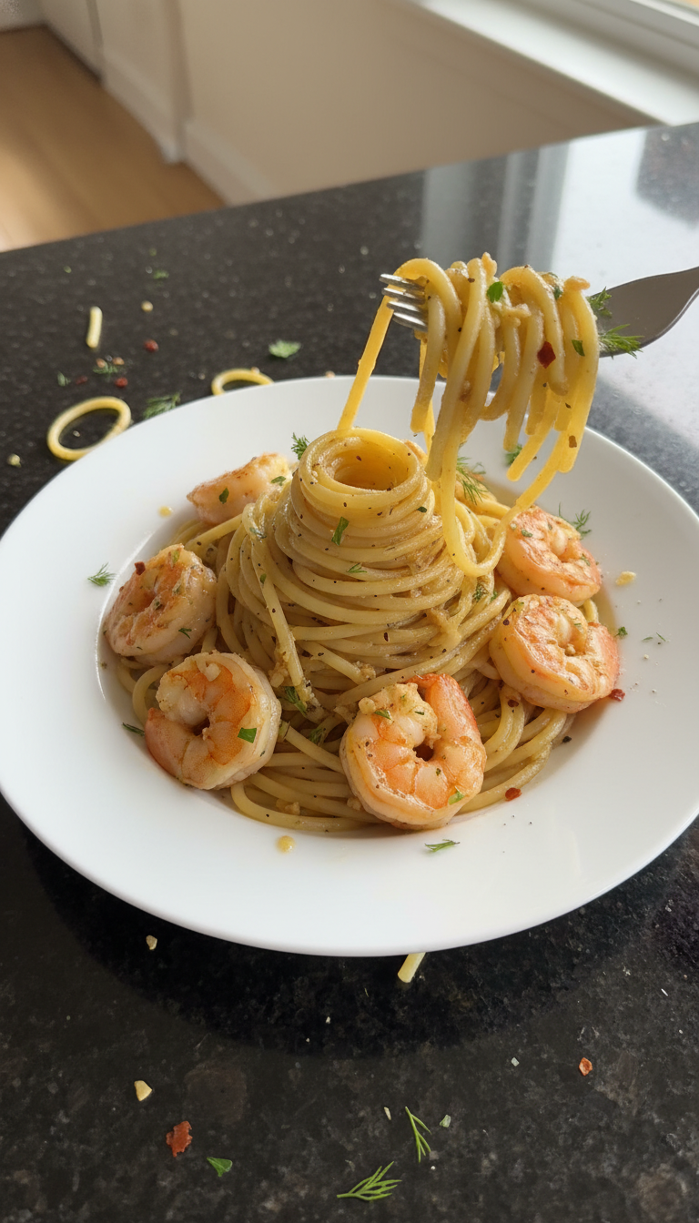 Quick Garlic Butter Shrimp Pasta