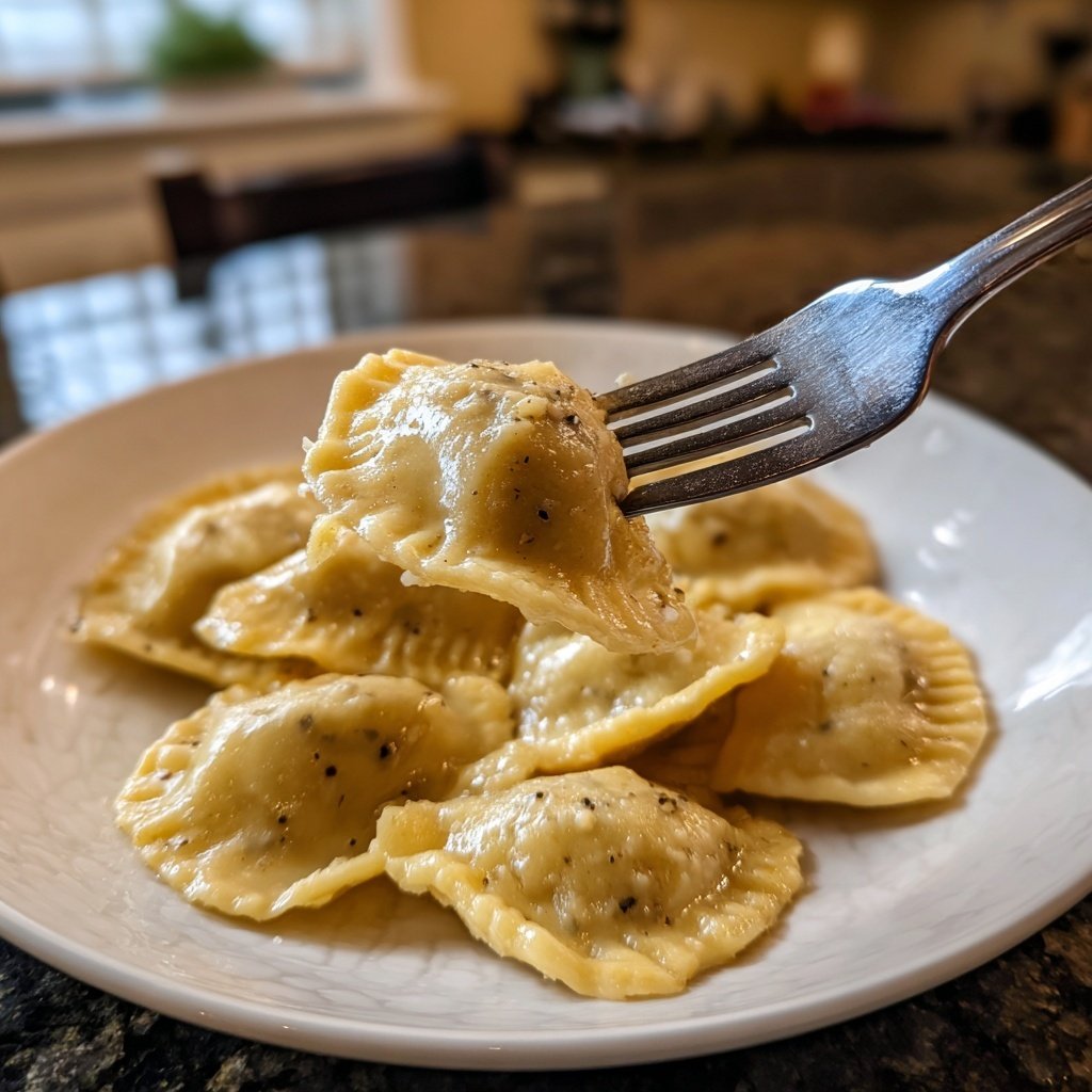 Chestnut and Pear Ravioli with Saged Brown-Butter