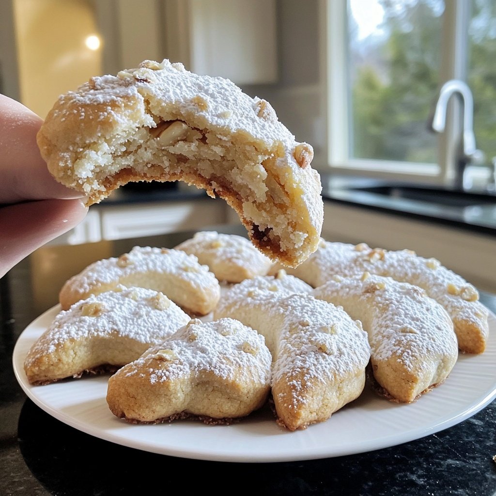 Walnut Shortbread Crescent Cookies​