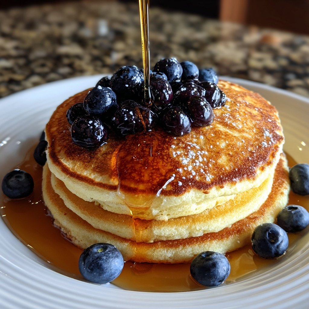Vanilla Ricotta Pancakes with Maple Syrup​