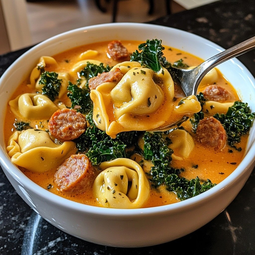 Creamy Sausage & Kale Tortellini Soup