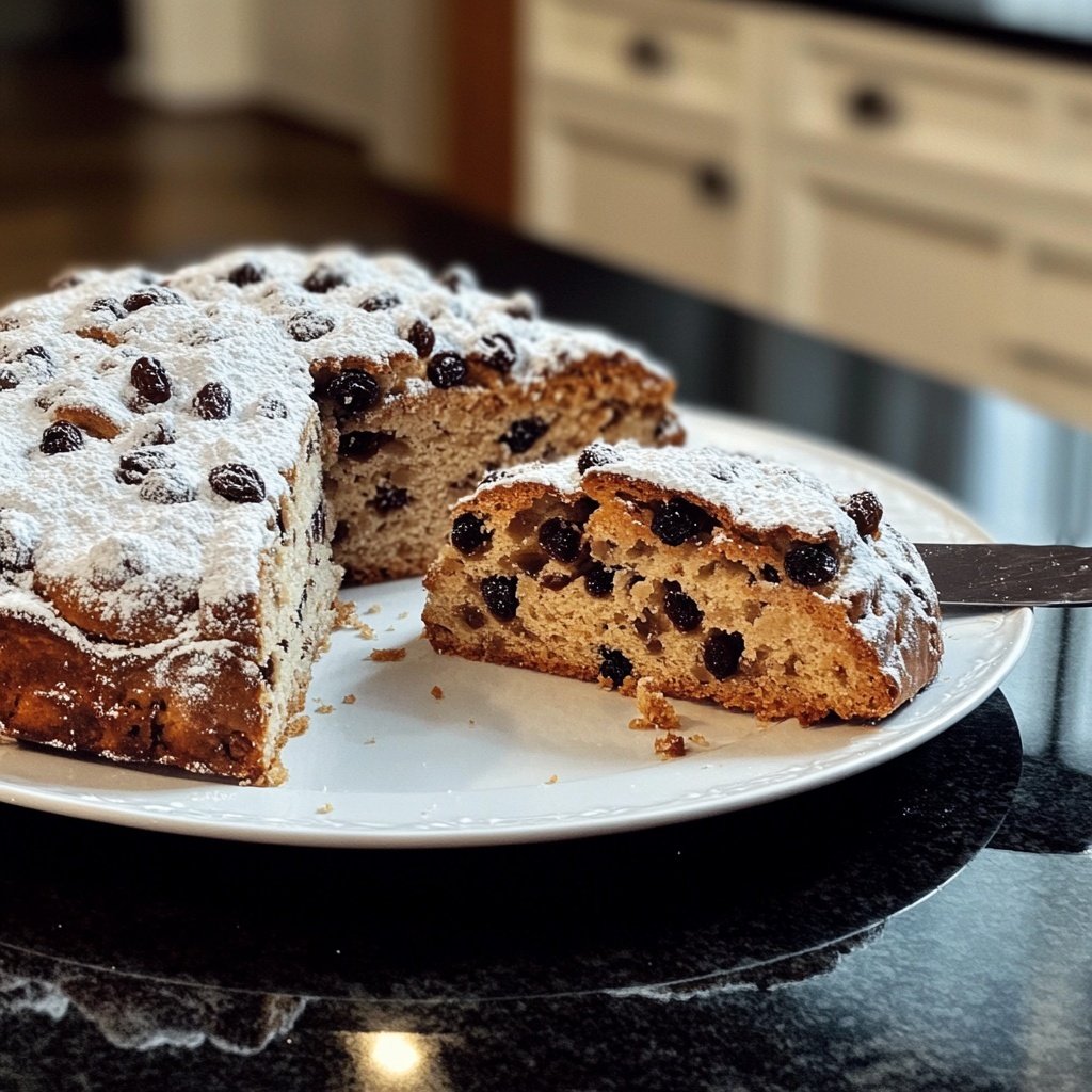 Traditional German Christmas Stollen with Rum-Soaked Raisins